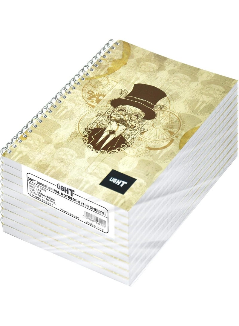 FIS Light Spiral Soft Cover Notebook Single Line (Pack of 10 Pcs X 100 Sheets) A4 Size - LINBA41808S - Image 1